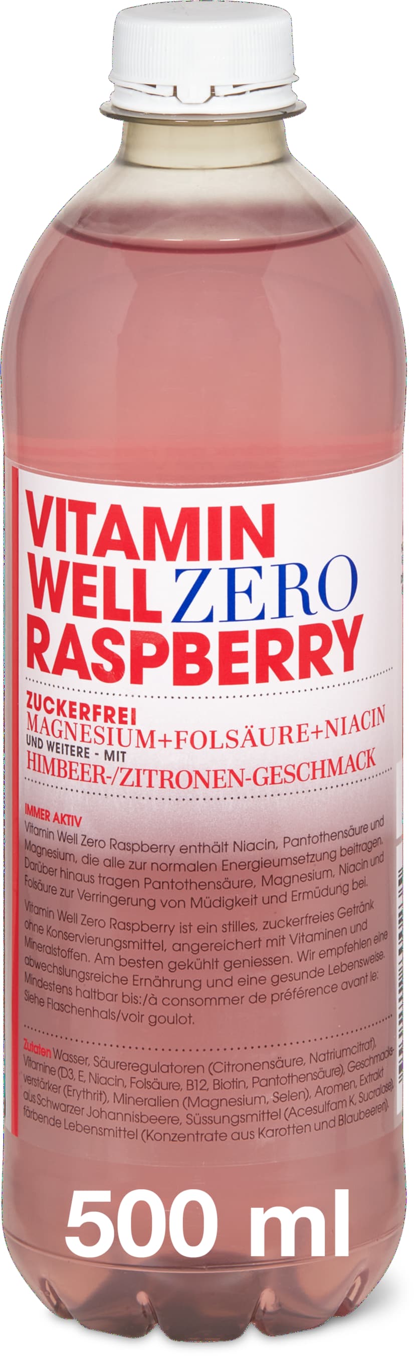 Vitamin Well Boisson vitaminée framboise sans sucre 6x500ml